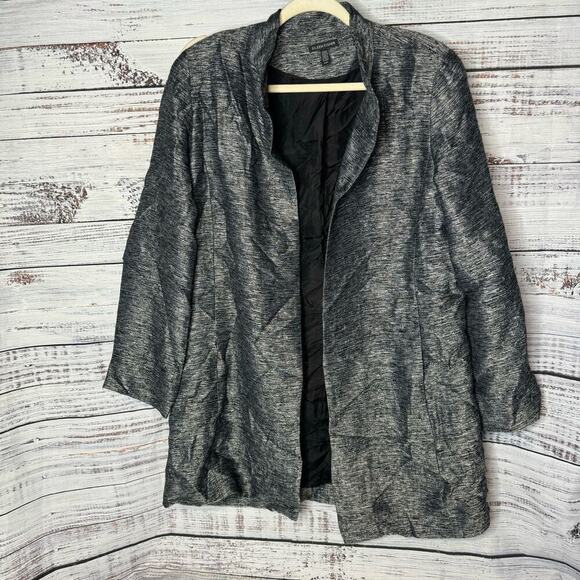 Eileen Fisher Silk Blend Open Front Blazer Jacket Long Line Med - Picture 1 of 3